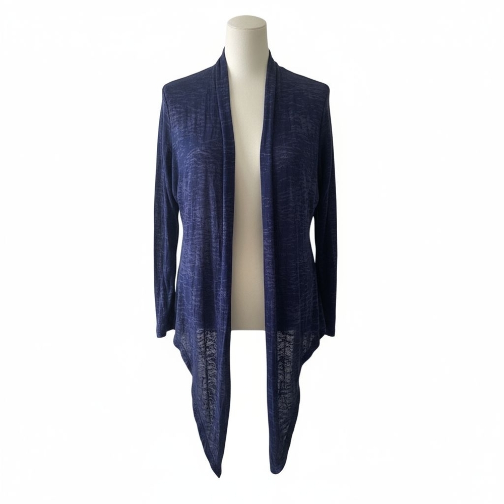 Anatomie Blue Burnout Open Front Waterfall Cardigan Luxury Travel Clothing - Picture 4 of 7